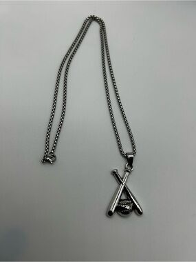 Baseball Bat & Ball Pendant Necklace - Men Accessories
